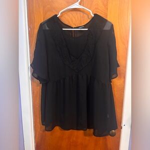 Torrid Elegant Black Lace Trim Women's Top